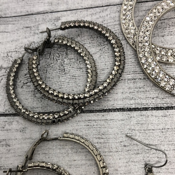 Bundle lot 7 dazzling rhinestone glam earrings statement variety - Picture 6 of 8